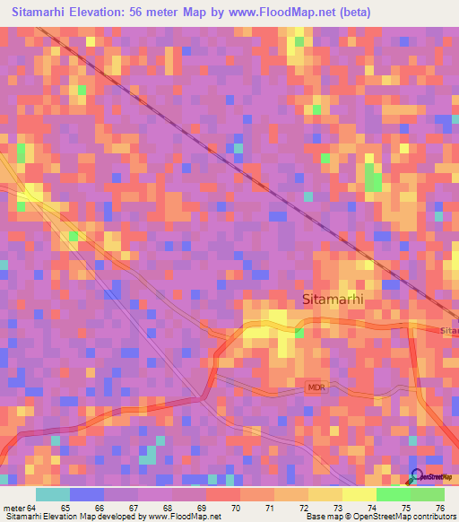 Sitamarhi,India Elevation Map