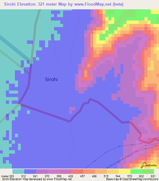 Sirohi,India Elevation Map