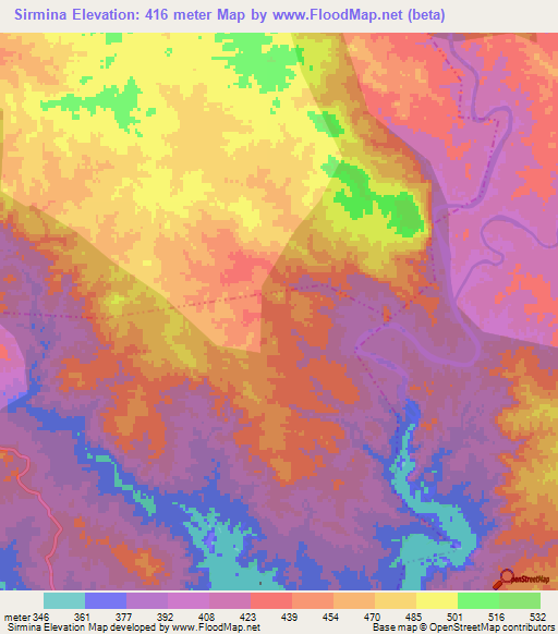 Sirmina,India Elevation Map