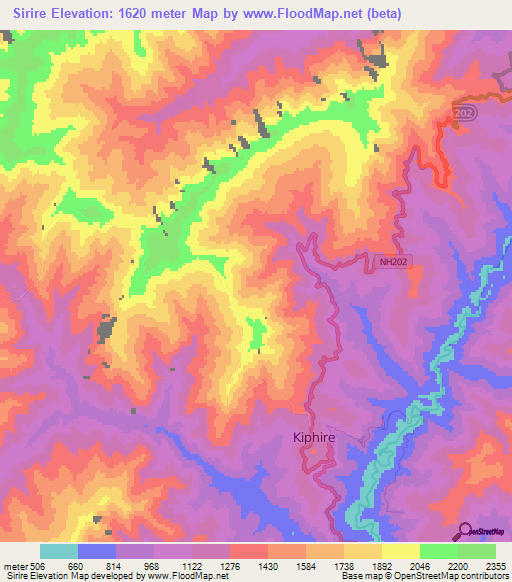 Sirire,India Elevation Map