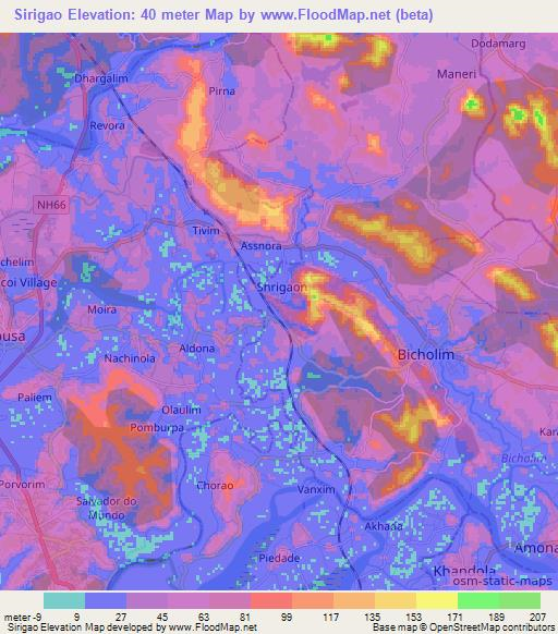 Sirigao,India Elevation Map