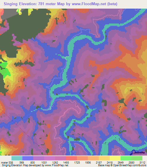 Singing,India Elevation Map