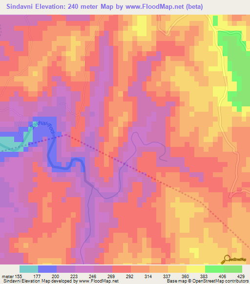 Sindavni,India Elevation Map