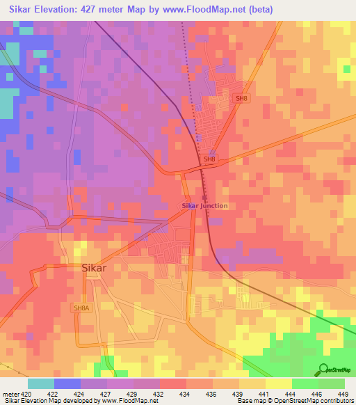 Sikar,India Elevation Map