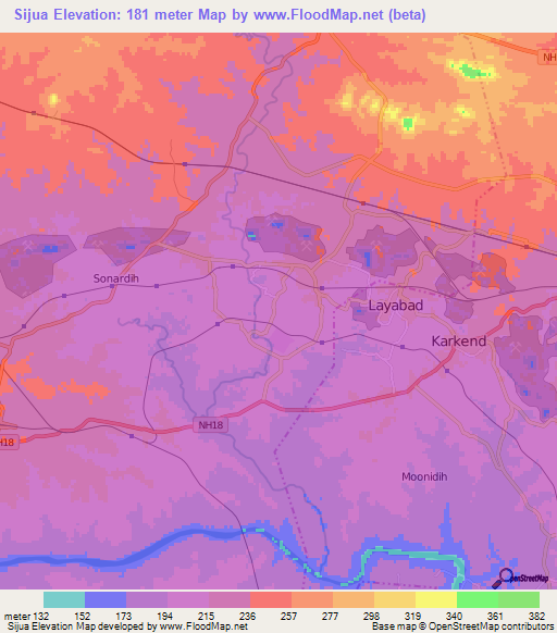 Sijua,India Elevation Map