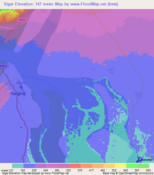 Sigar,India Elevation Map