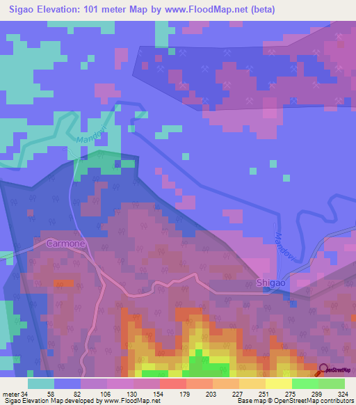 Sigao,India Elevation Map