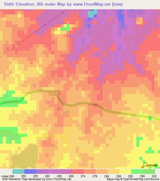 Sidhi,India Elevation Map