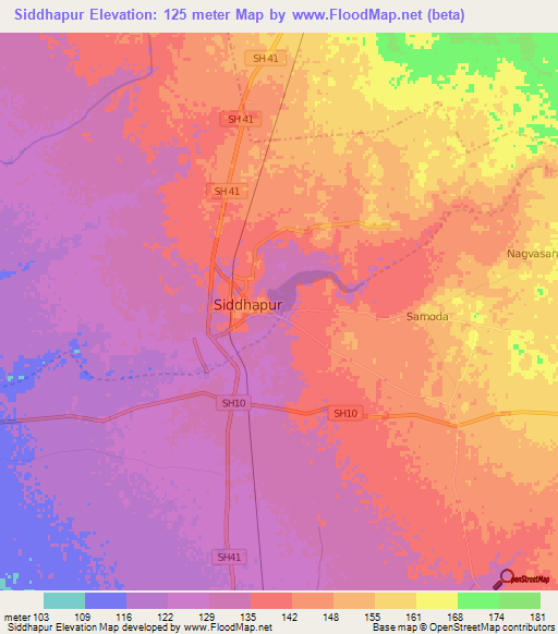 Siddhapur,India Elevation Map