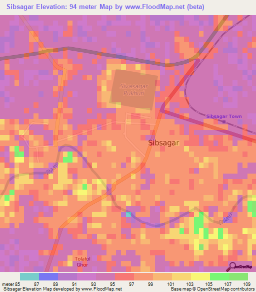 Sibsagar,India Elevation Map