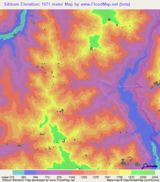 Sibbum,India Elevation Map