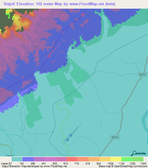 Siajuli,India Elevation Map