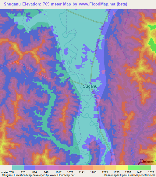 Shuganu,India Elevation Map