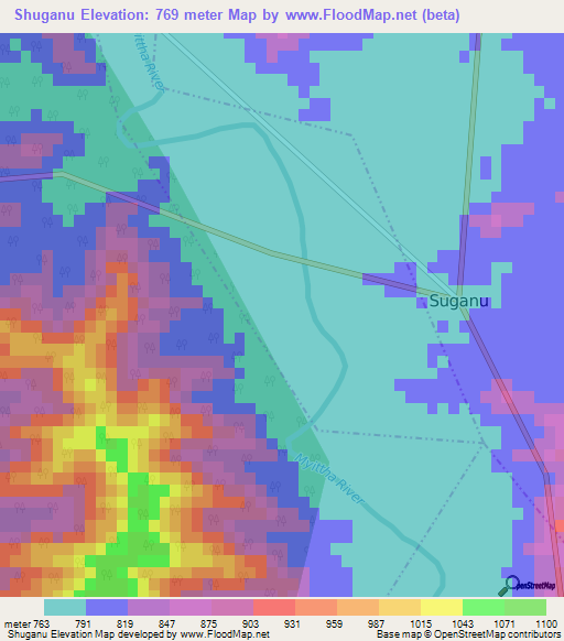 Shuganu,India Elevation Map