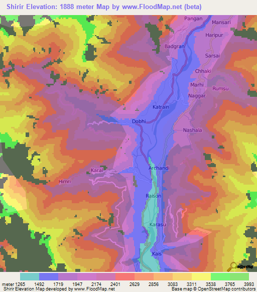 Shirir,India Elevation Map
