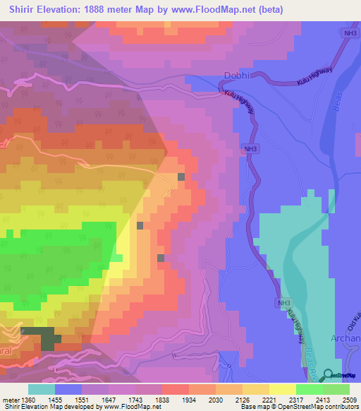 Shirir,India Elevation Map