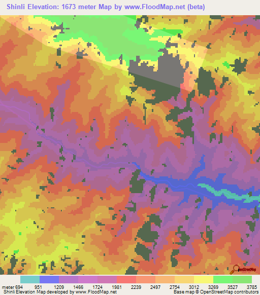 Shinli,India Elevation Map