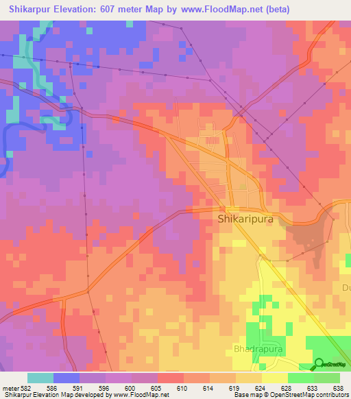 Shikarpur,India Elevation Map