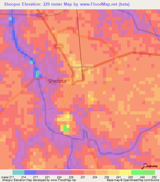 Sheopur,India Elevation Map