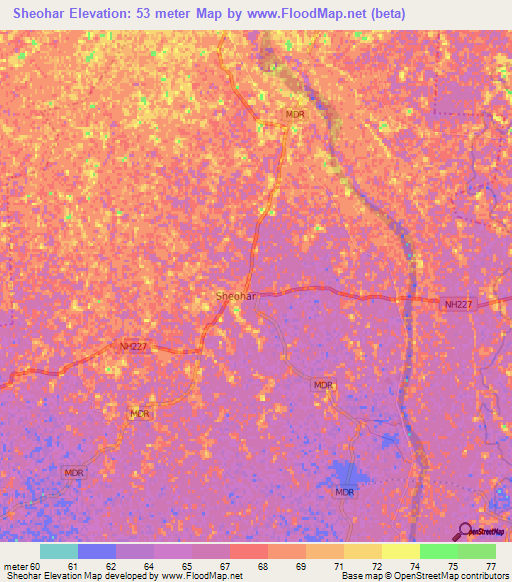 Sheohar,India Elevation Map