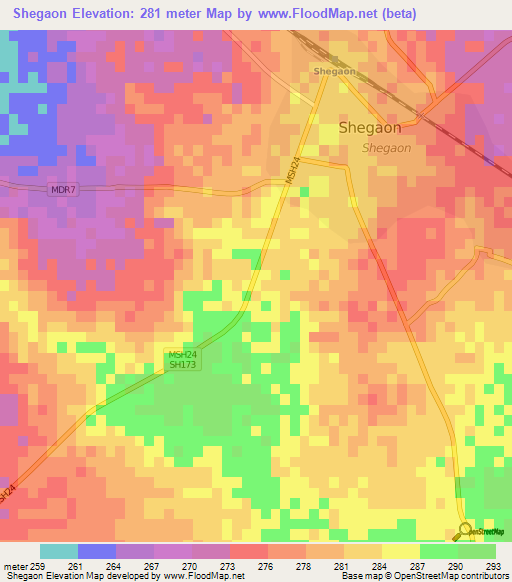 Shegaon,India Elevation Map