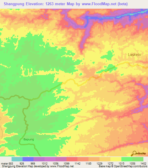 Shangpung,India Elevation Map