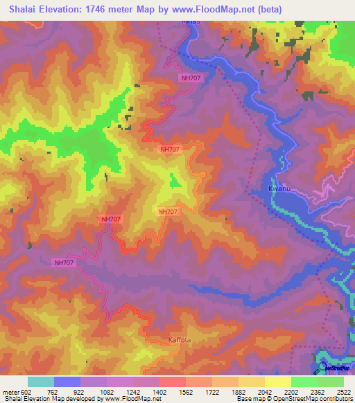 Shalai,India Elevation Map