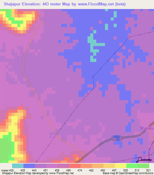 Shajapur,India Elevation Map