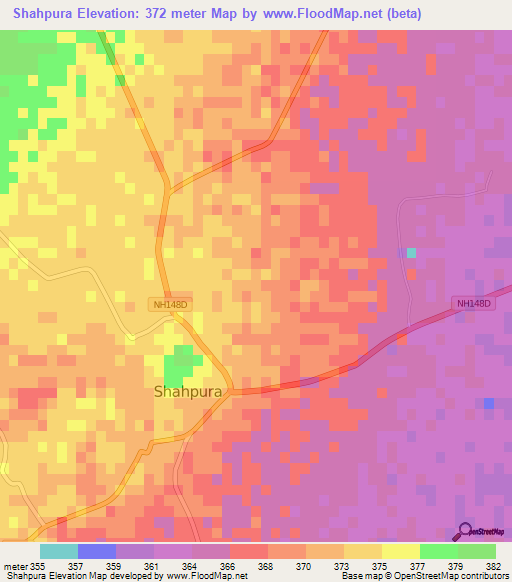 Shahpura,India Elevation Map
