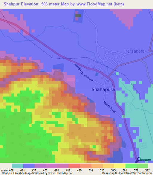 Shahpur,India Elevation Map