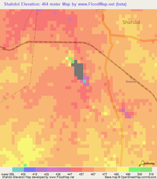 Shahdol,India Elevation Map