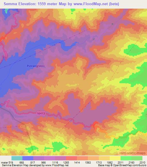 Semma,India Elevation Map