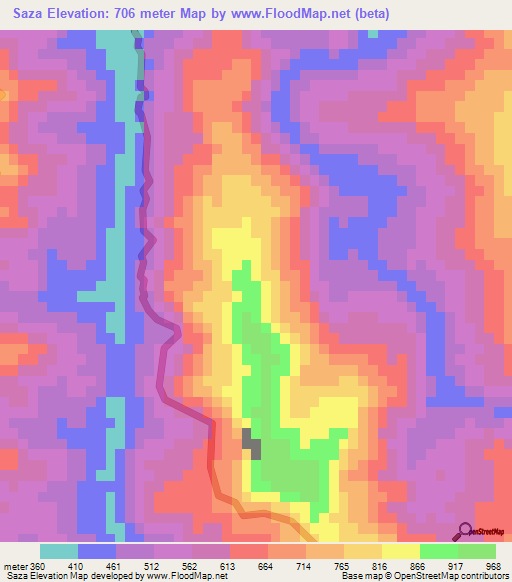 Saza,India Elevation Map