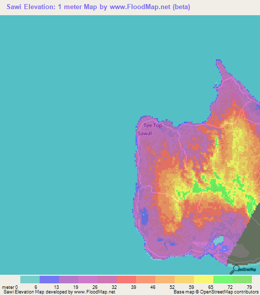 Sawi,India Elevation Map
