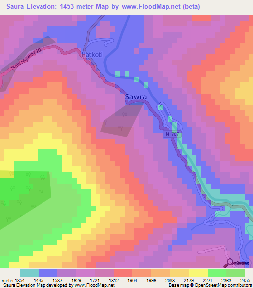 Saura,India Elevation Map