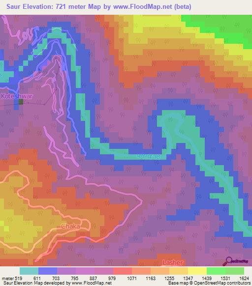 Saur,India Elevation Map