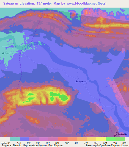 Satgawan,India Elevation Map