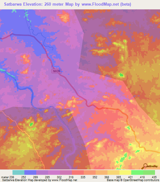 Satbarwa,India Elevation Map