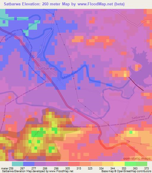 Satbarwa,India Elevation Map