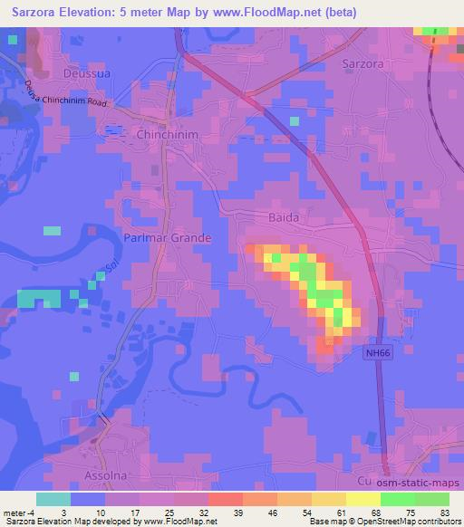 Sarzora,India Elevation Map
