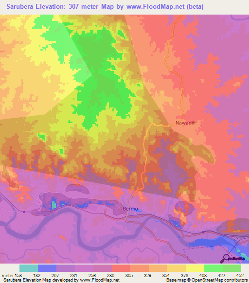 Sarubera,India Elevation Map
