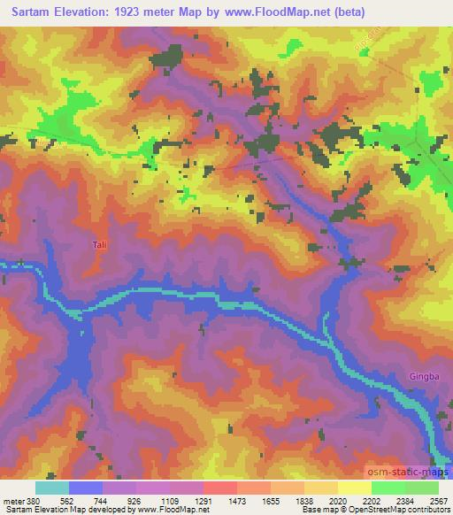 Sartam,India Elevation Map
