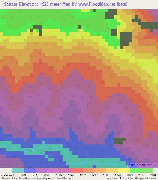 Sartam,India Elevation Map