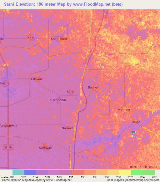 Sarni,India Elevation Map