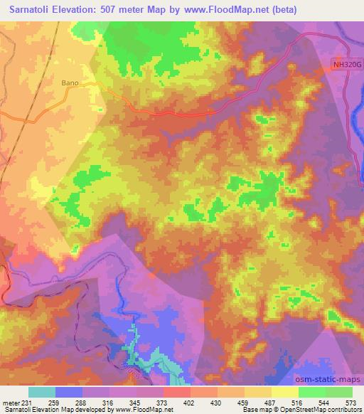 Sarnatoli,India Elevation Map
