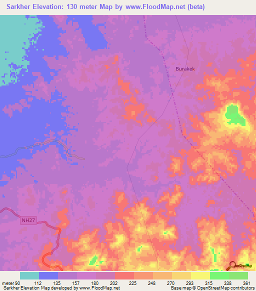 Sarkher,India Elevation Map