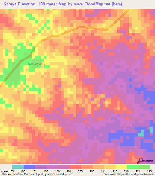 Sareya,India Elevation Map