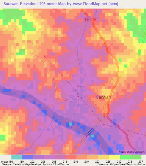 Sarawan,India Elevation Map