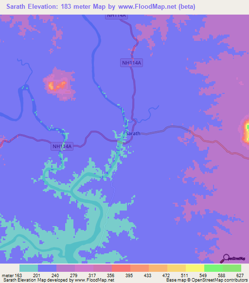 Sarath,India Elevation Map