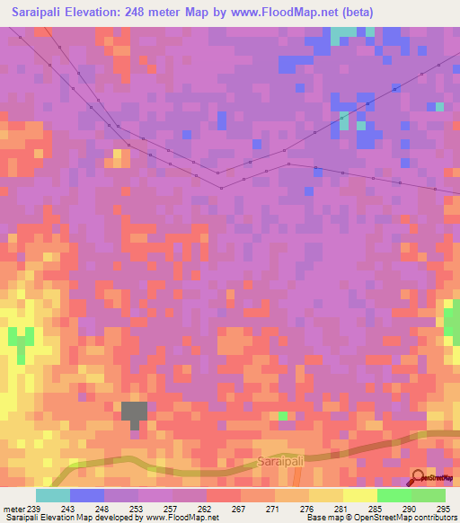 Saraipali,India Elevation Map
